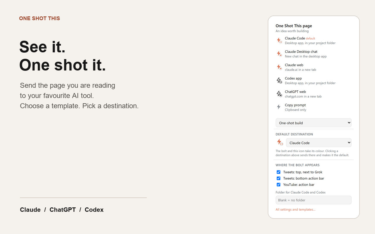 Turning a web page into a prompt